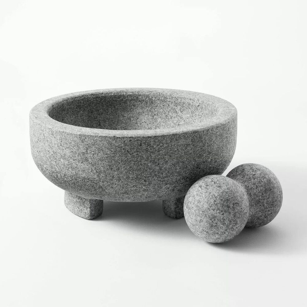 Figmint 8" Granite Molcajete & Pestle Mortar Bowl Guacamole Grinder New